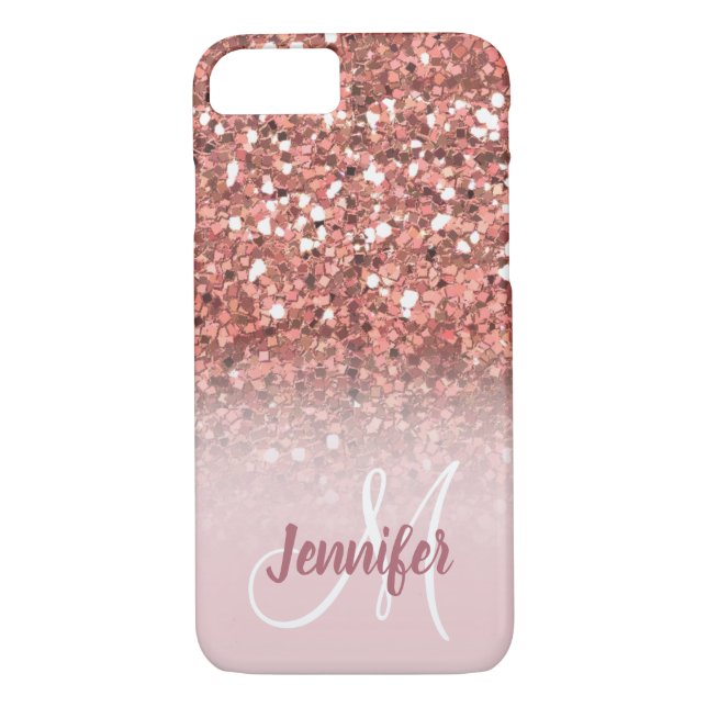 Coques Case-Mate iPhone Monogramme rose Girly personnalisé de parties (Dos)