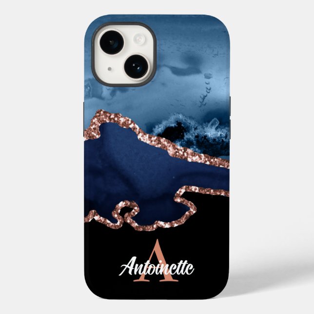 Coques Case-Mate iPhone Monogramme Rose Gold Agate (Verso)