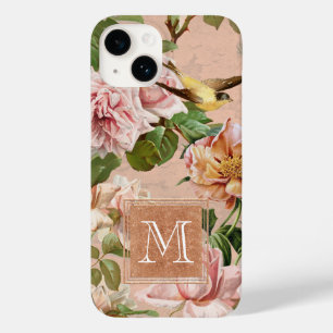 Coque Case-Mate iPhone Monogramme Rose Gold Girly Floral Vintage Pink