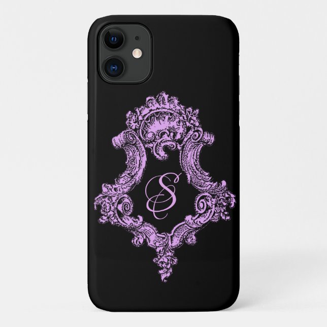 Coques Case-Mate iPhone Monogramme rose gothique romantique (Dos)