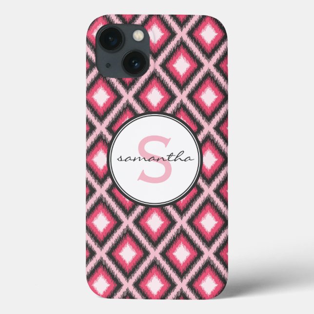 Coques Case-Mate iPhone Monogramme rose Ikat (Verso)