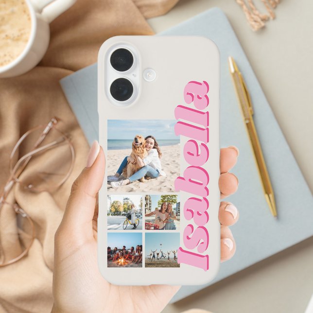 Coques Case-Mate iPhone Monogramme rose moderne 5 - Collage photo (Créateur téléchargé)