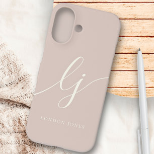 Coque Pour iPhone 16 Monogramme Rose Moderne Minimaliste Élégant