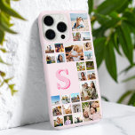 Coque iPhone 16 Pro Max Monogramme rose moderne Personnalisé 25 Photo Coll<br><div class="desc">Créez votre propre coque iphone personnalisé avec 25 de vos photos préférées dans une grille de collage photo personnalisée,  ainsi que des initiales monographiques en couleur rose.</div>