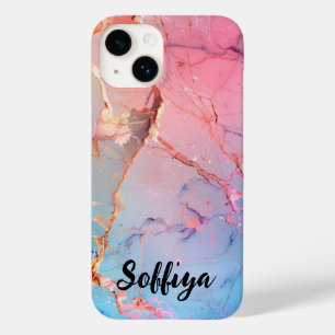 Coque Case-Mate iPhone Monogramme Rose Or rose Agate Quartz Étincelle