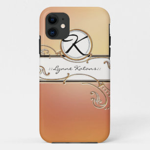 Coque iPhone 11 Monogramme rose orange élégant somptueux moderne