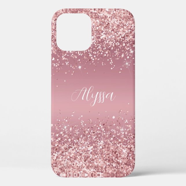 Coques Case-Mate iPhone Monogramme rose Parties scintillant or (Verso)