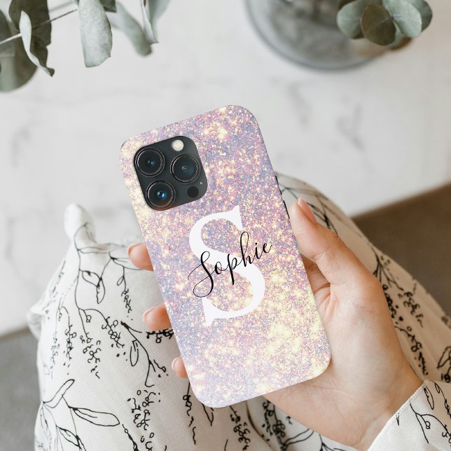 Coques Case-Mate iPhone Monogramme rose Parties scintillant personnalisé (Créateur téléchargé)