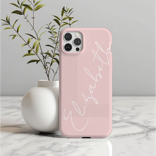 Coque iPhone 16 Pro Monogramme rose rose rose moderne minimaliste fémi