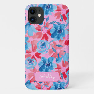 Case-Mate iPhone Case Monogramme rose rose rouge floral peint à la main