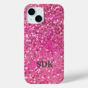 Coque Case-Mate iPhone Monogramme rose vif paillettes scintillement fémin