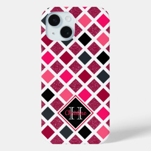 Coque Case-Mate iPhone Monogramme rose violet fille Motif géométrique