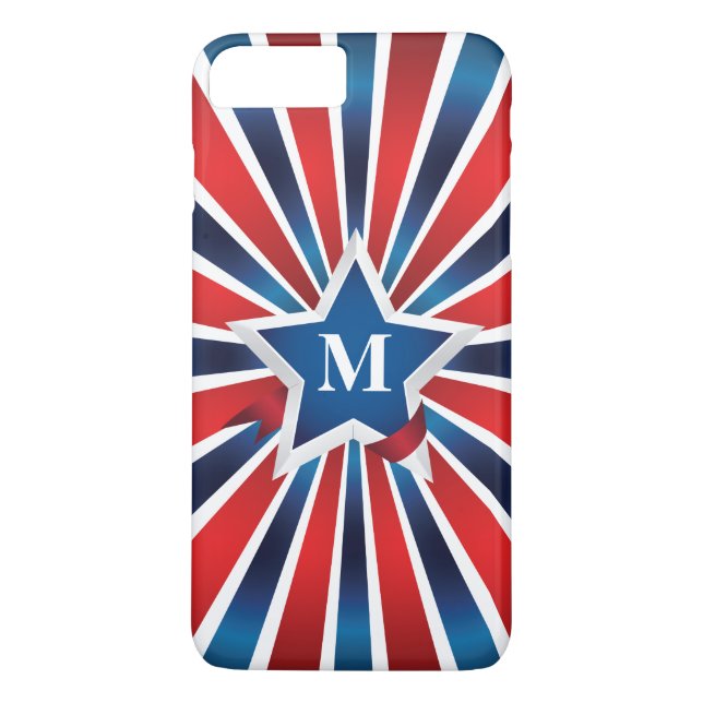 Coques Case-Mate iPhone Monogramme rouge blanc et bleu (Dos)