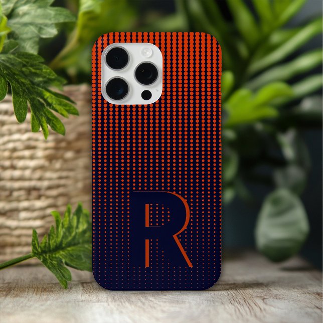 Coques Case-Mate iPhone Monogramme Rouge Demi-teinte Moderne Initiale Pers (Créateur téléchargé)
