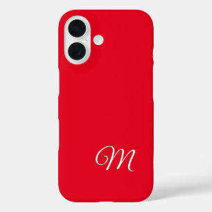 Coque Pour iPhone 16 Monogramme Rouge Élégant Minimaliste Calligraphie