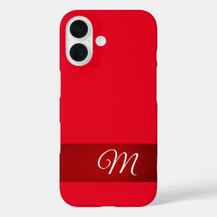 Coque Pour iPhone 16 Monogramme Rouge Élégant Minimaliste Calligraphie