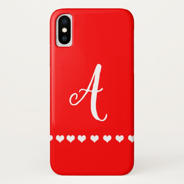 Coques Case-Mate iPhone Monogramme rouge et blanc initial (Dos)