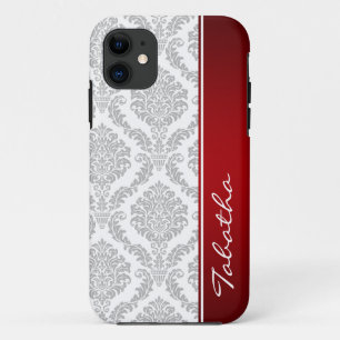 Coques Pour iPhone Monogramme rouge iPhone5 de damassé vintage de
