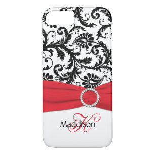 Coque iPhone 8/7 Monogramme Rouge, noir, blanc Damas Vibe iPhone 7