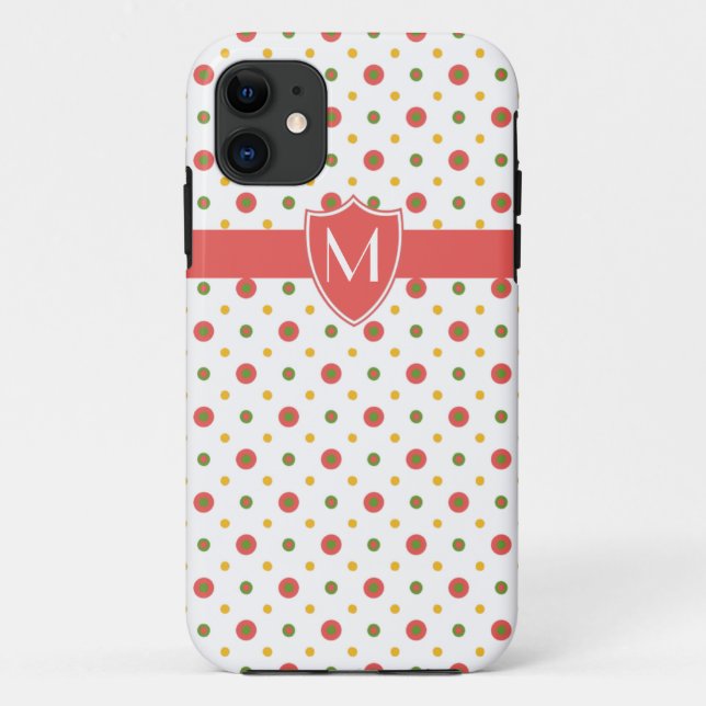 Coques Case-Mate iPhone Monogramme rouge sur Polkas blanc iPhone 5 Xtreme  (Dos)