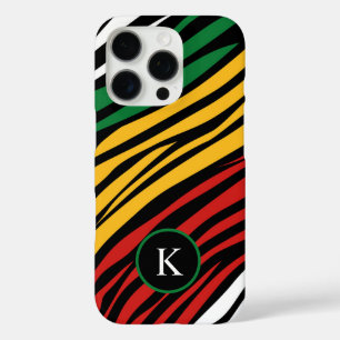 Coque iPhone 16 Pro Monogramme rouge vert jaune noir Mois de l'histoir