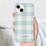 Coque Pour iPhone 14 Monogramme Rustique Blue Buffalo Check<br><div class="desc">Le buffle rustique moderne vérifie la boîte de téléphone d'impression plaid personnalisée avec votre nom monogramme ou autre texte personnalisé. Cliquez sur le bouton Customiser pour ajouter votre propre texte et en créer un unique de conception.</div>