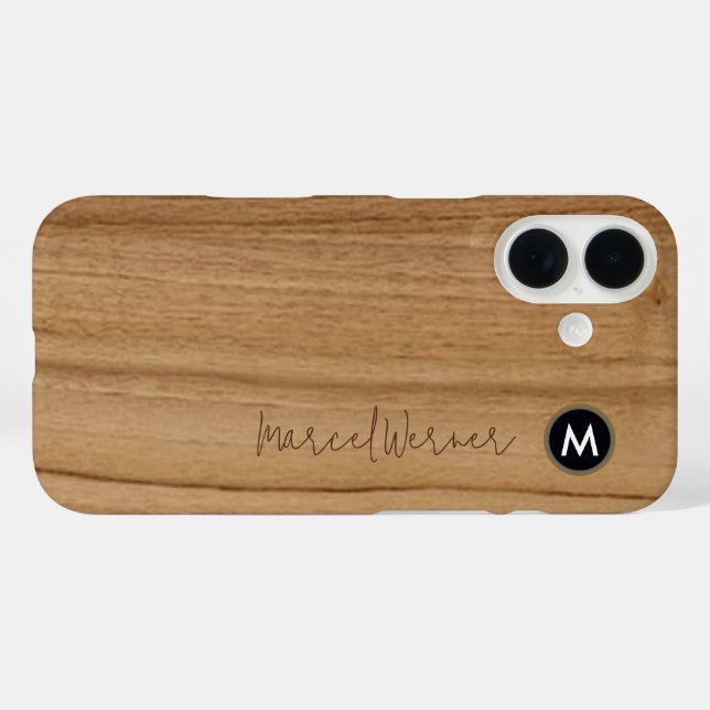 Coques Case-Mate iPhone monogramme rustique bois (Verso (horizontal))