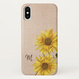 Coque Case-Mate Pour iPhone Monogramme rustique de toile de jute et de