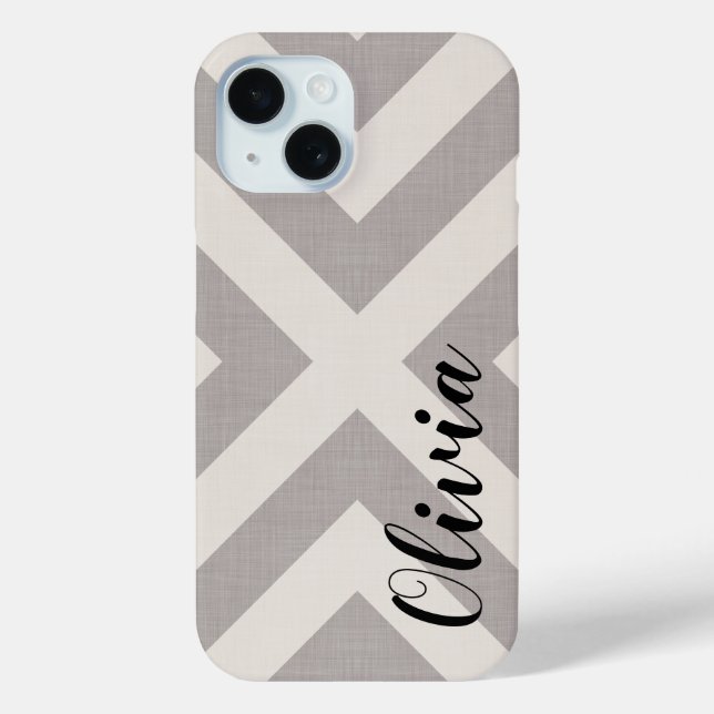 Coques Case-Mate iPhone Monogramme rustique gris X Chevron (Verso)