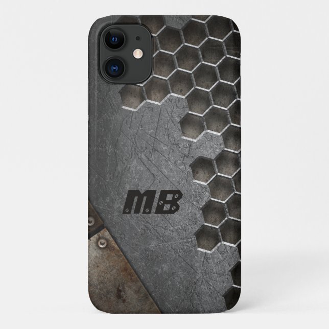 Coques Case-Mate iPhone Monogramme Rustique Grunge Masculin Personnalisé (Dos)