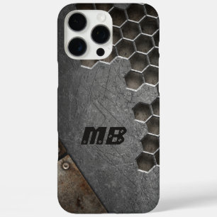 Coque iPhone 16 Pro Max Monogramme Rustique Grunge Masculin Personnalisé