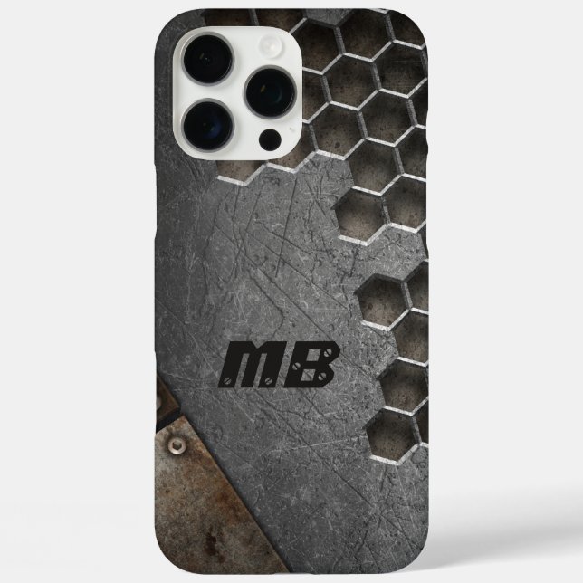 Coques Case-Mate iPhone Monogramme Rustique Grunge Masculin Personnalisé (Verso)
