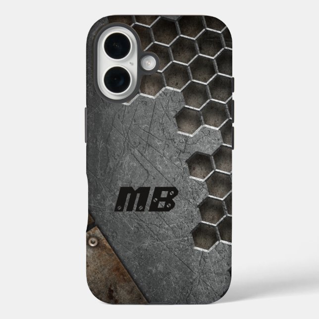 Coques Case-Mate iPhone Monogramme Rustique Grunge Masculin Personnalisé (Verso)