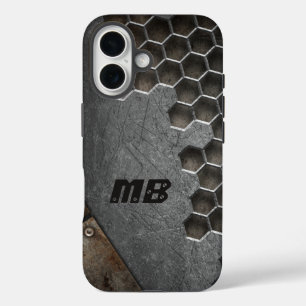 Coque Pour iPhone 16 Monogramme Rustique Grunge Masculine Personnalisé