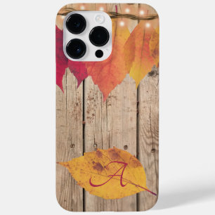 Coque Case-Mate iPhone Monogramme rustique Lumières de feuilles d'automne