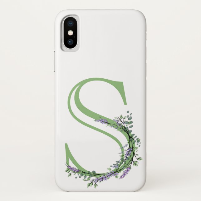 Coques Case-Mate iPhone Monogramme S Lavande Eucalyptus (Dos)
