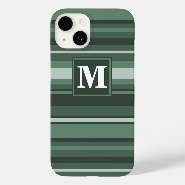 Coques Case-Mate iPhone Monogramme sauge bandes vertes (Verso)