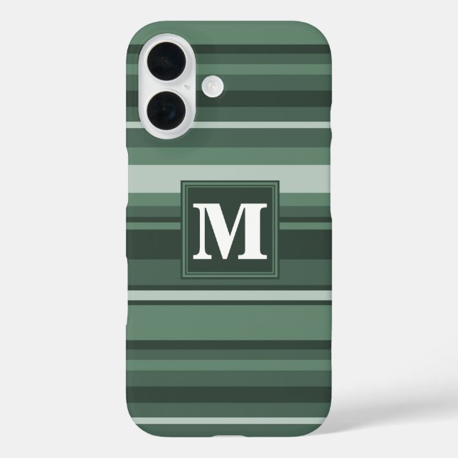 Coques Case-Mate iPhone Monogramme sauge bandes vertes (Verso)