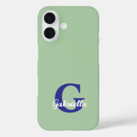 Monogramme sauge vert bleu royal moderne minimalis
