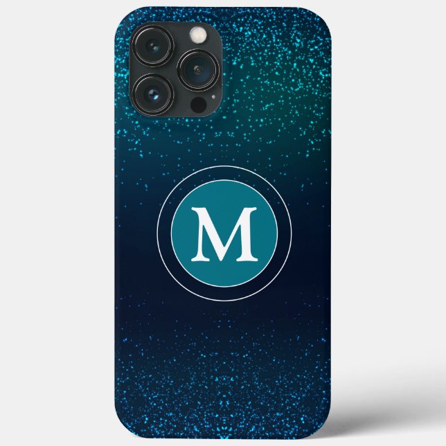 Coques Case-Mate iPhone Monogramme scintillant pailleté sarcelle féminin (Verso)
