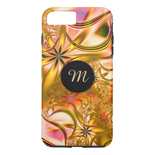 Coques Case-Mate iPhone Monogramme se développant d'or de fractale (Dos)