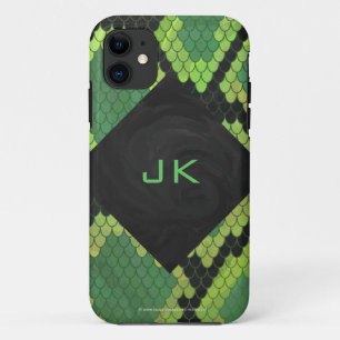Coque Case-Mate Pour iPhone Monogramme Serpent vert et noir