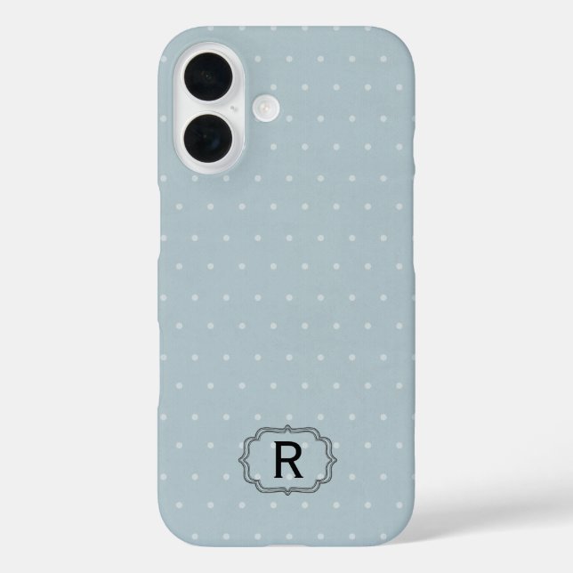 Coques Case-Mate iPhone Monogramme simple encadré sur fond bleu pâle à poi (Verso)
