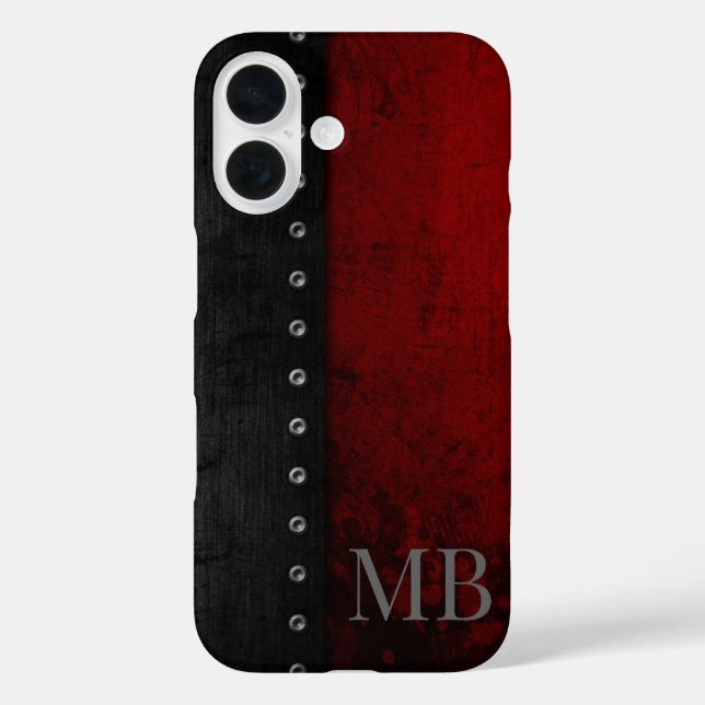 Coques Case-Mate iPhone Monogramme Style Rustique Rouge Grunge (Verso)