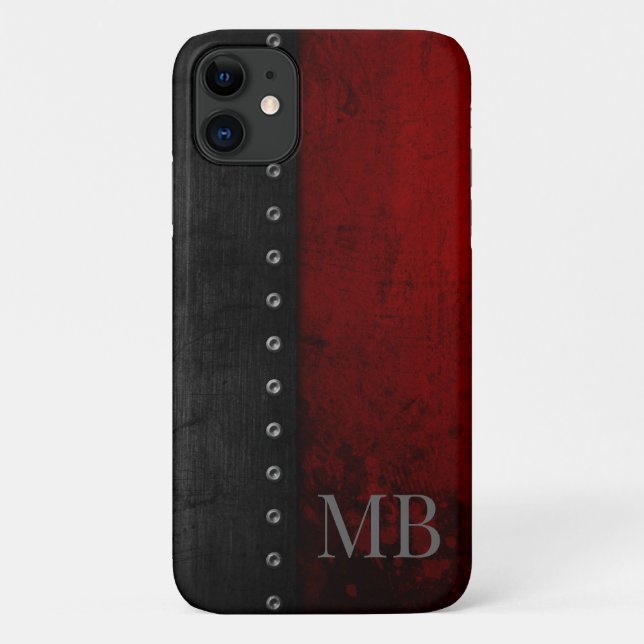 Coques Case-Mate iPhone Monogramme Style Rustique Rouge Grunge (Dos)