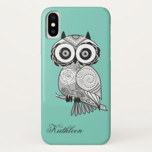 Coques Pour iPhone Monogramme super vintage de hibou de hippie mignon