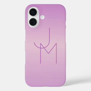 Coque Pour iPhone 16 Monogramme superposé unique Rose lavande doux