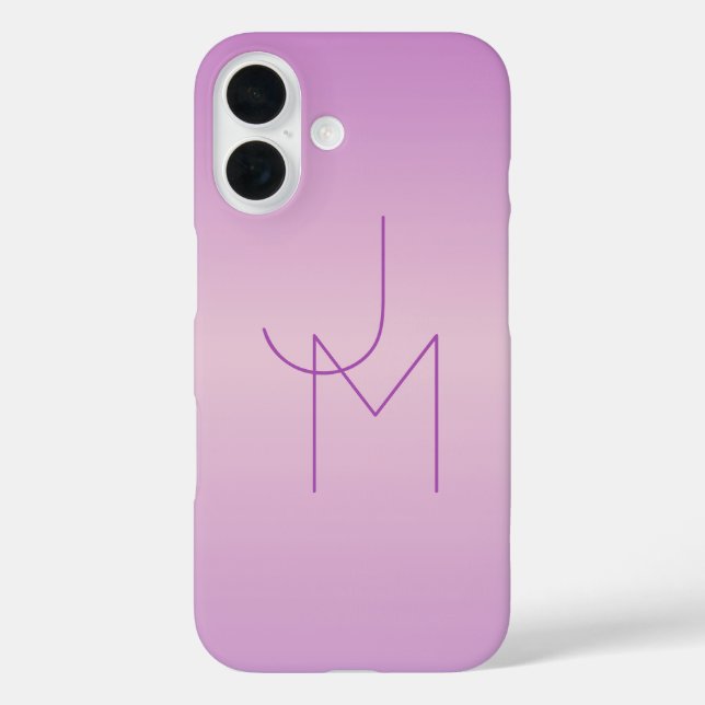 Coques Case-Mate iPhone Monogramme superposé unique | Rose lavande doux (Verso)