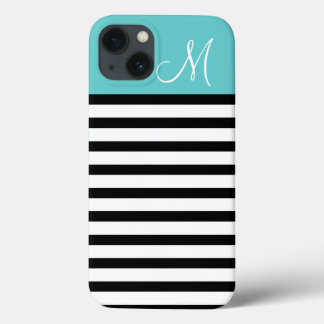 Etui iPhone Case-Mate Monogramme sur mesure de bandes Preppy noir et tur
