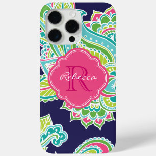 Coque Case-Mate iPhone Monogramme sur mesure de la marine Bohemian Paisle